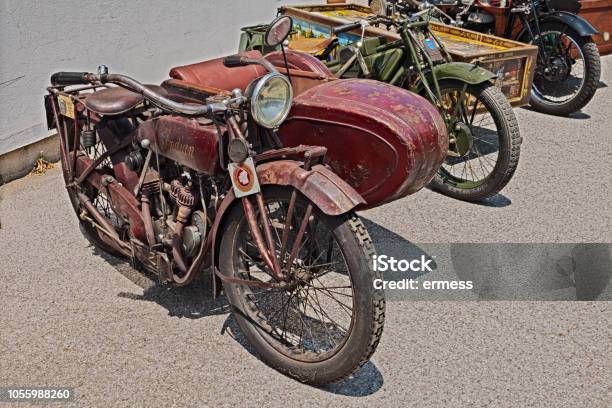 Old Sidecar Motorcycle Indian Scout Side 600 Cc Stock Photo - Download Image Now