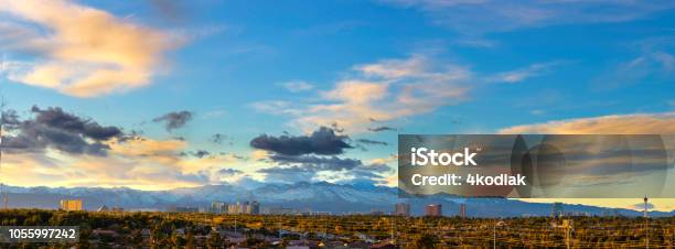 Las Vegas Pano In Winter Stock Photo - Download Image Now - Mt Charleston, Residential District, 2018