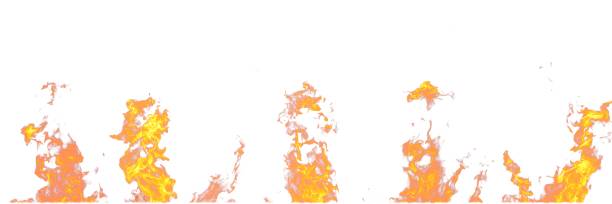 istock Real fire flames isolated on white background. Mockup on white of 5 flames. 1055997816