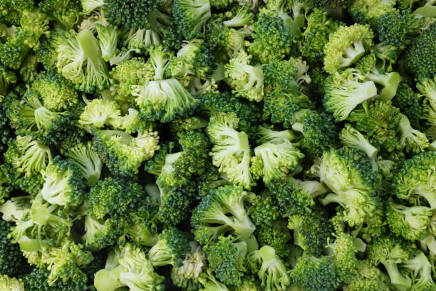 istock Abstract background of fresh, raw calabrese broccoli florets 1055999844