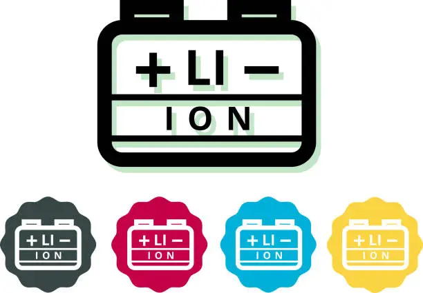 Vector illustration of Lithium Ion Battery Icon - Illustration