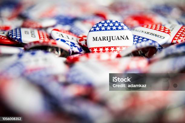 Election Vote Buttons Marijuana Stock Photo - Download Image Now - Cannabis Plant, Marijuana - Herbal Cannabis, Voting