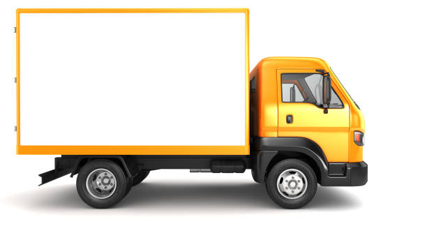 box truck isolato su bianco - small truck foto e immagini stock