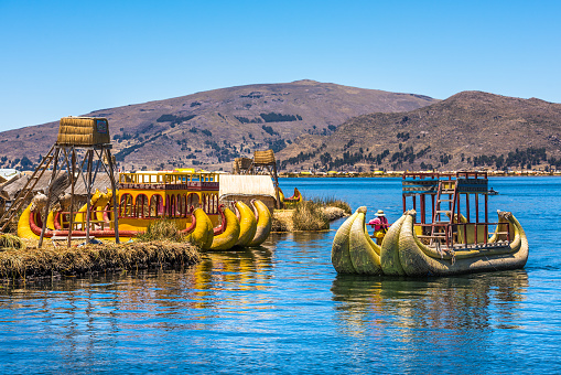 Uros floating islands of lake Titicaca, Peru, South America