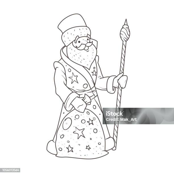Illustration Of Santa Claus For Coloring Book Stock Illustration - Download Image Now - Adult, Art, Bag