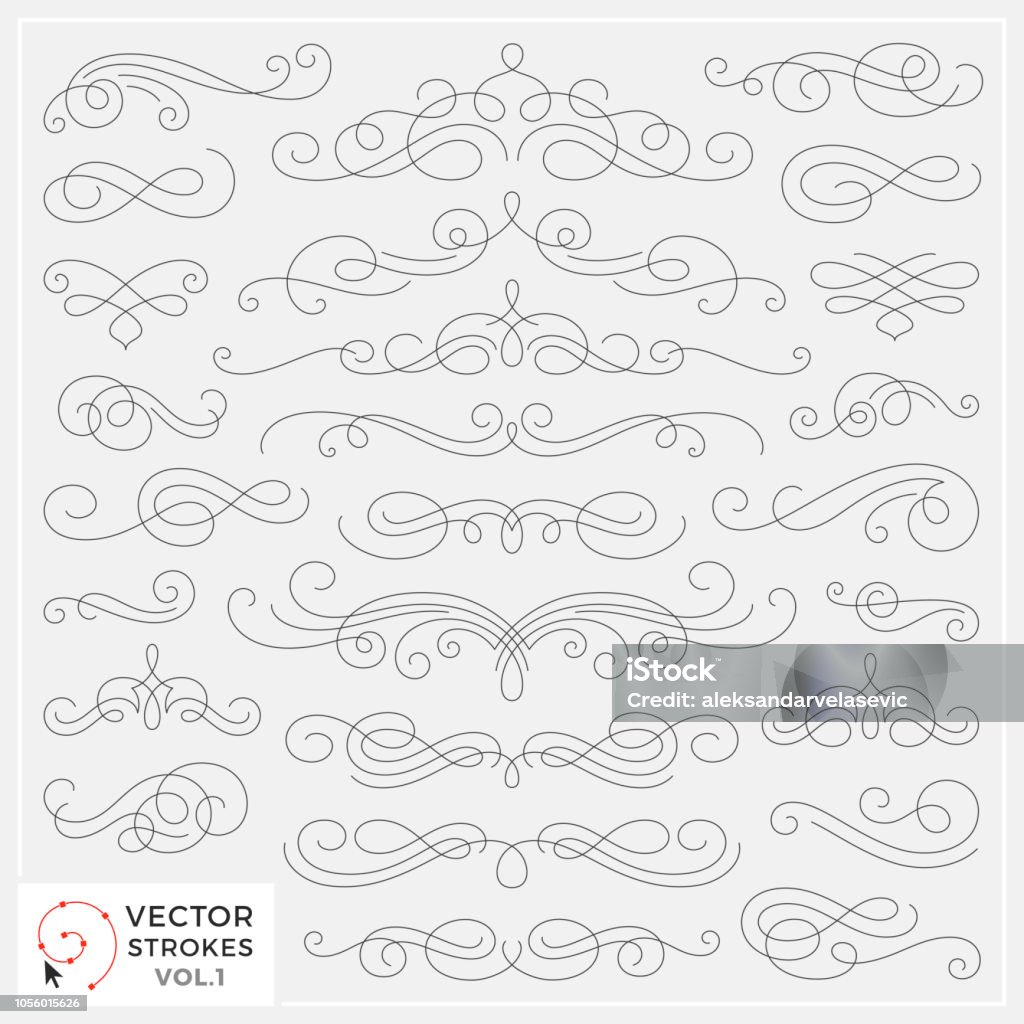 Vector Line Drawing Swirls Vector swirls line drawings. Flourish - Art stock vector