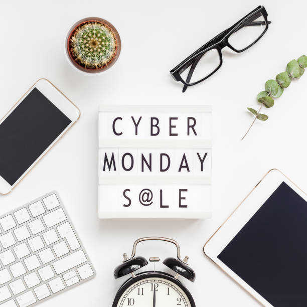 istock Cyber Monday sale text on white lightbox 1056017206