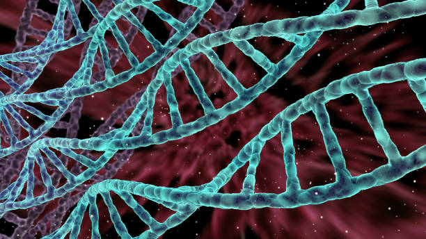 istock Abstract background with DNA spiral molecules close-up 1056022262