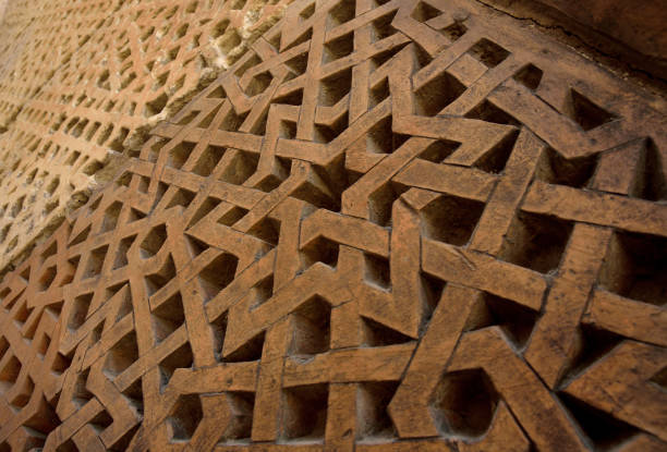 istock Traditional geometrical hexagonal star ornament - beautiful example of medieval  Central Asia art, details of Karakhanid 's mausoleum in Uzgen, Kyrgyzstan,unesco heritage site 1056033258