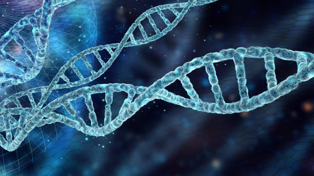 istock scientific background with DNA spiral molecules in blue space 1056033452