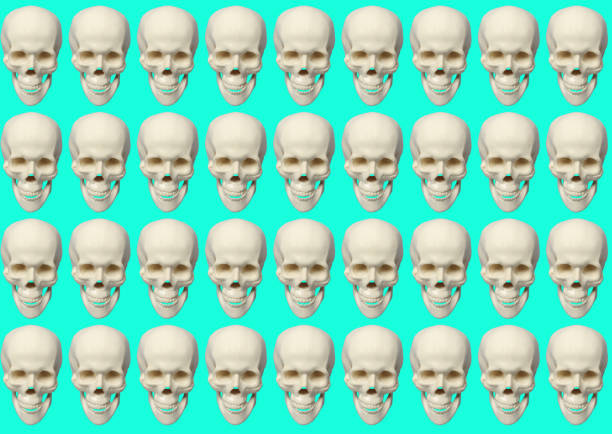Skeleton Concept on green pop art background.