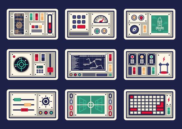 다른 컨트롤 패널 - instrument of measurement illustrations stock illustrations