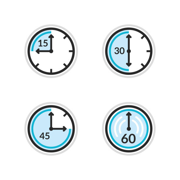 ilustraciones, imágenes clip art, dibujos animados e iconos de stock de set de vectores de tiempo atrás - clock face alarm clock clock minute hand