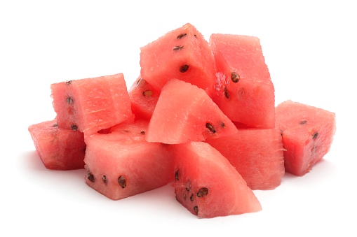 Watermelon chunks isolated on a white background