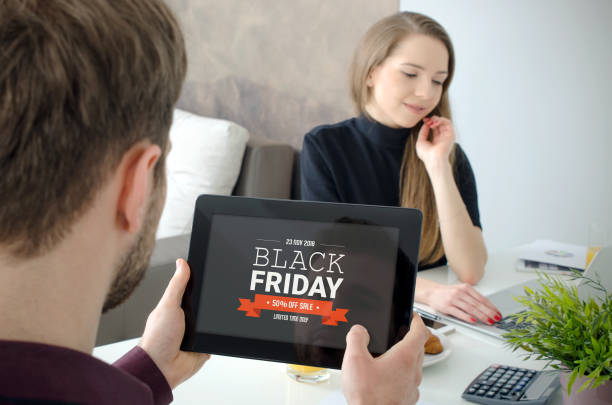istock Black Friday promotion sale on digital tablet screen 1056055178