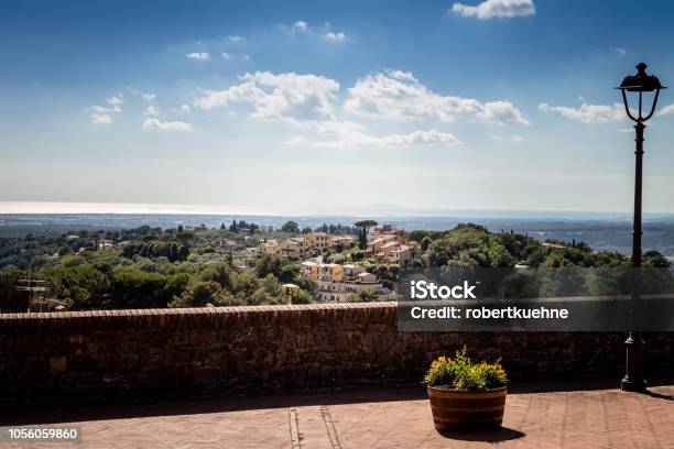 View Over Montescudaio Italy Stock Photo - Download Image Now - Sea, Springtime, Tuscany