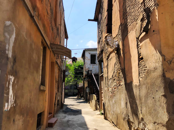 istock Old Tbilisi architecture, window and exterior decor in summer day. 1056061936