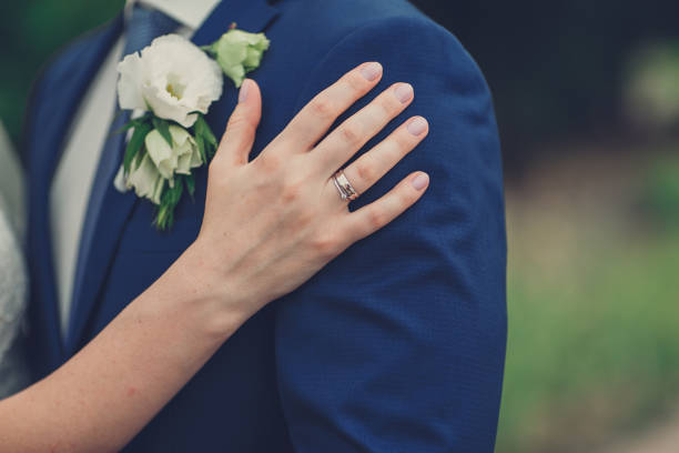 istock The hand of bride is embracing her groom 1056063652