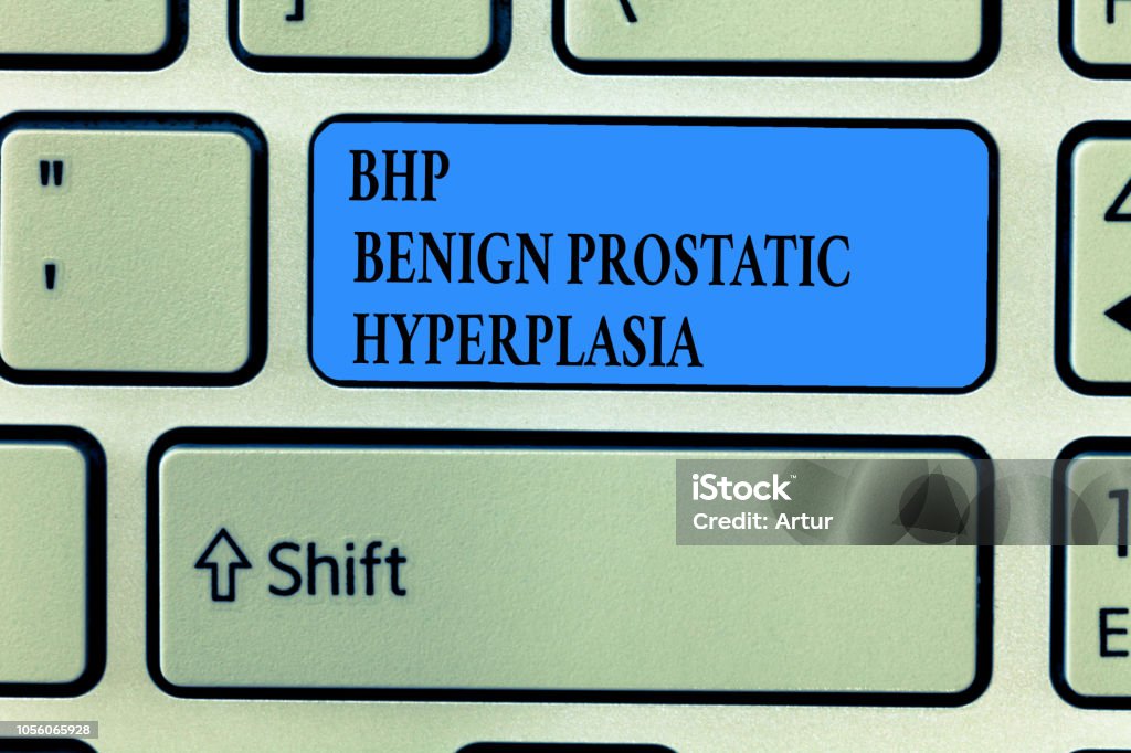 Handwriting text writing Bhp Benign Prostatic Hyperplasia. Concept meaning Noncancerous prostate gland enlargement Handwriting text writing Bhp Benign Prostatic Hyperplasia. Concept meaning Noncancerous prostate gland enlargement. Hyperplasia Stock Photo