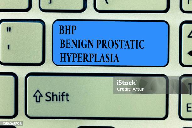 Handwriting Text Writing Bhp Benign Prostatic Hyperplasia Concept Meaning Noncancerous Prostate Gland Enlargement Stock Photo - Download Image Now