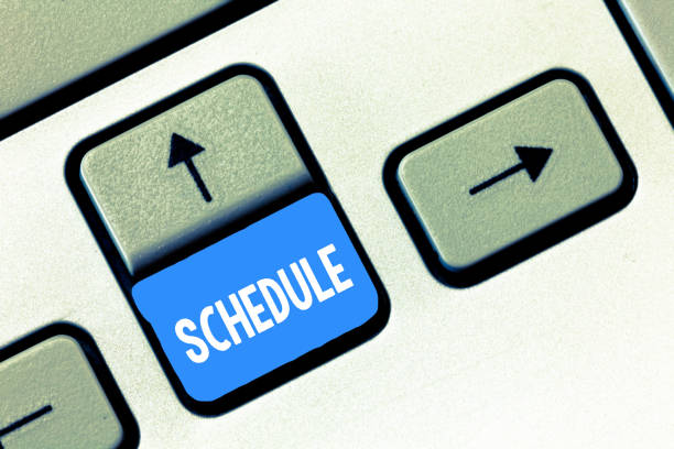 istock Writing note showing Schedule. Business photo showcasing plan for carrying out process procedure giving lists events times 1056068258