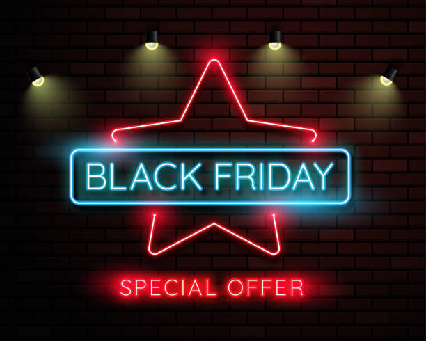 istock Black friday neon light banner.used for shop, online shop, promotion and advertising. vector illustration. 1056069556