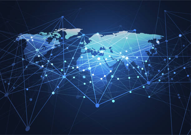 istock Global network connection. World map point and line composition concept of global business. Vector Illustration 1056071686