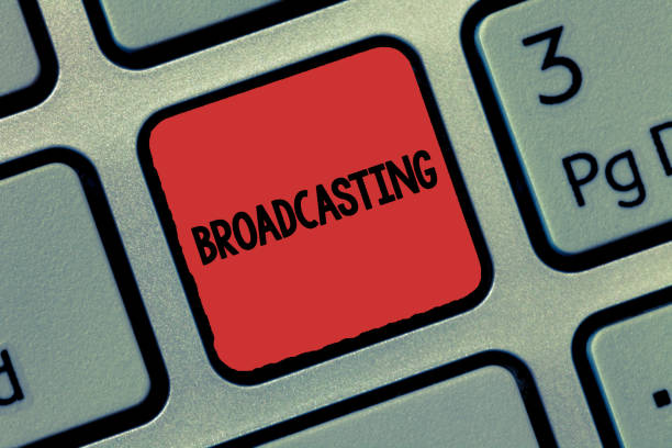 istock Text sign showing Broadcasting. Conceptual photo Transmit program or some information by radio television media 1056072394