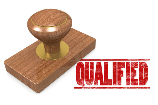 Red qualified wooded seal stamp Red qualified wooded seal stamp, 3D rendering qualified report stock pictures, royalty-free photos & images