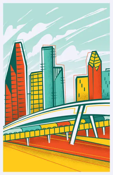 Vector illustration of Houston, Texas Skyline