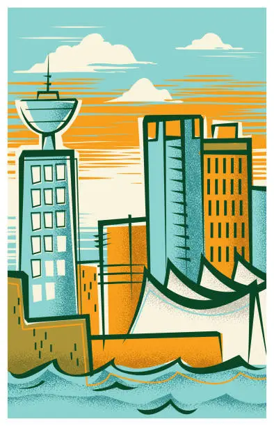 Vector illustration of Vancouver, British Columbia Skyline