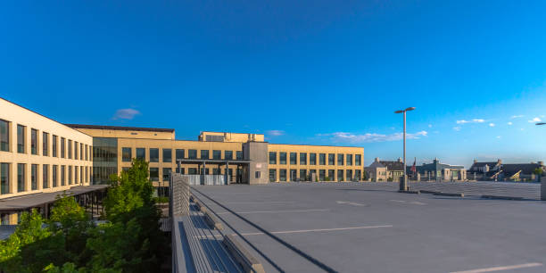 istock Empty parking lot on the rooftop of a building 1056085842