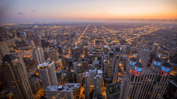 Chicago at dusk stock photo