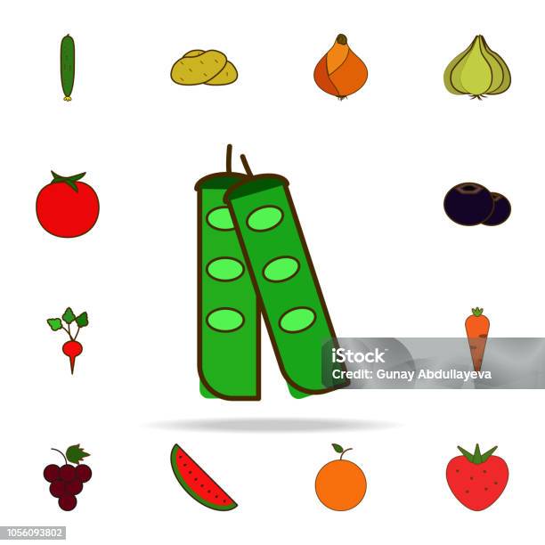 Green Beans Colored Icon Fruit Icons Universal Set For Web And Mobile Stock Illustration - Download Image Now