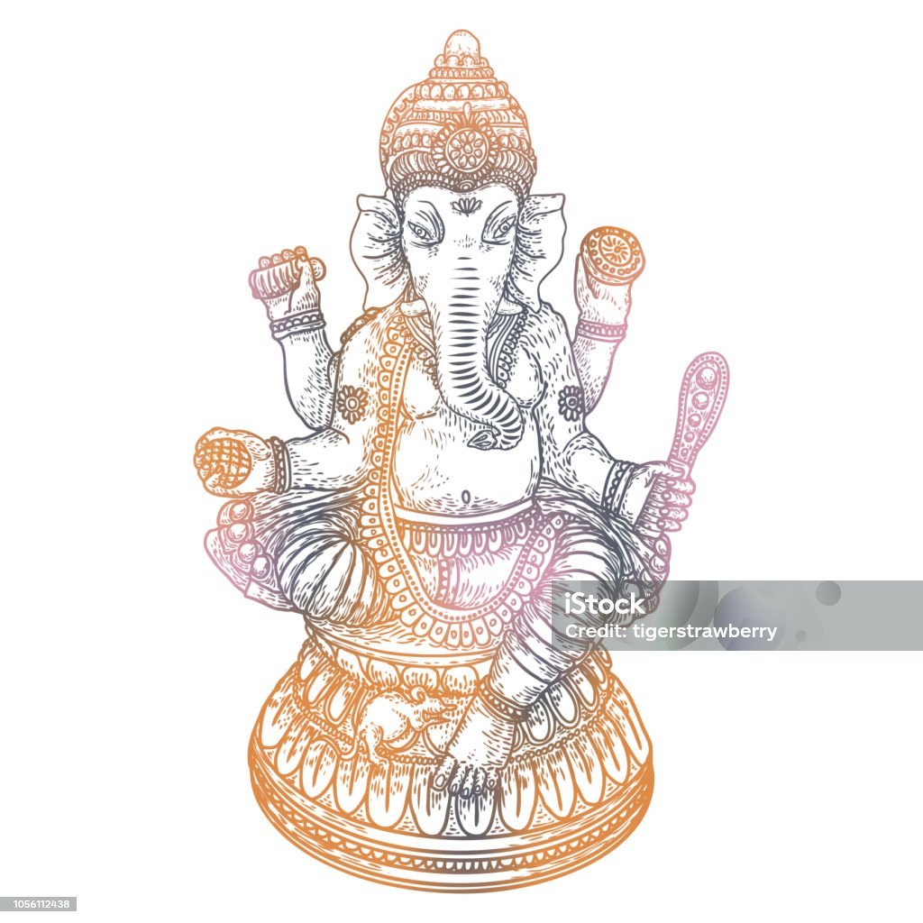 Lord Ganpati Or Ganesha Hand Drawn Vinayaka Chaturthi Or Vinayaka ...
