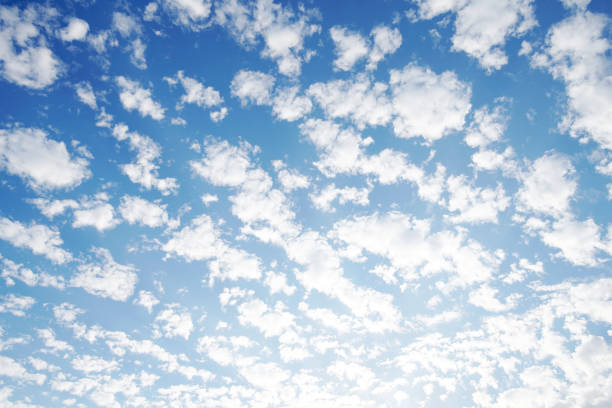 青空と雲の背景 - cirrocumulus ストックフォトと画像