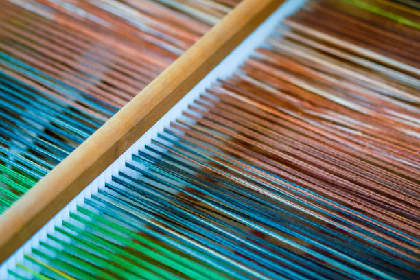 istock Weaving loom for textile production in Thailand. 1056119836