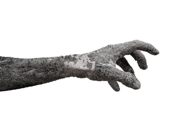 istock Monster zombie hand cinder isolated on white. 1056129880