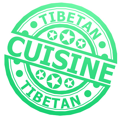 Tibetan cuisine stamp image with hi-res rendered artwork that could be used for any graphic design.