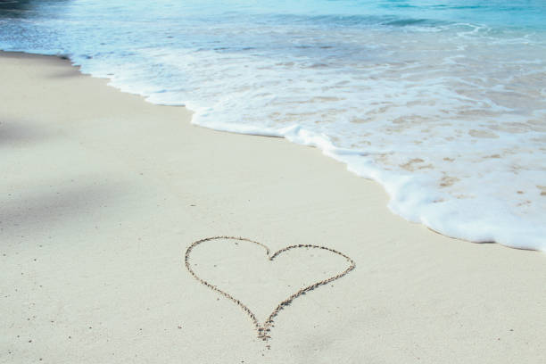istock Heart in the sand on the tropical beach 1056146960