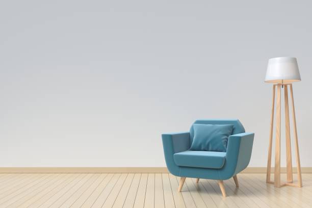 istock Interior room has a white armchair and lamp 1056150114