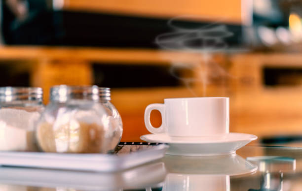 istock Hot coffee in white mug on the table 1056156262