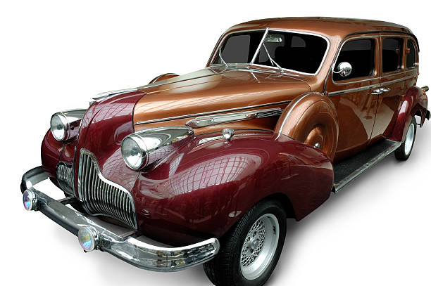istock Red vintage classic car isolated on white 105615992