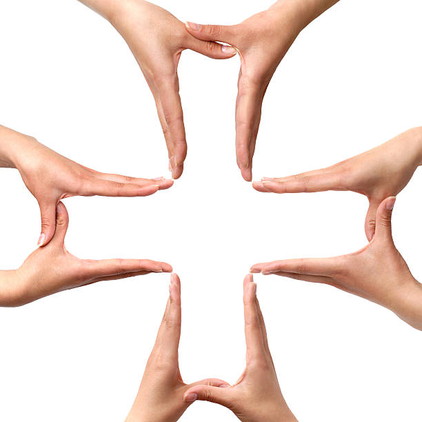 istock Big Medical Cross symbol from hands isolated 105616136