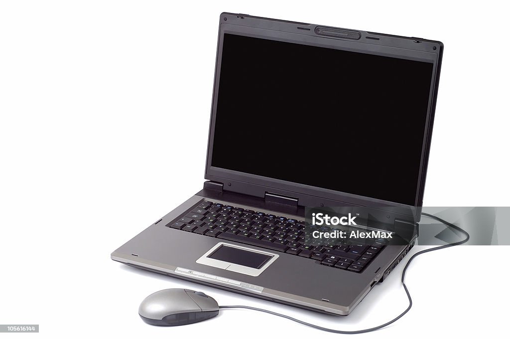 High-end laptop computer isolated on white background  Black Color Stock Photo