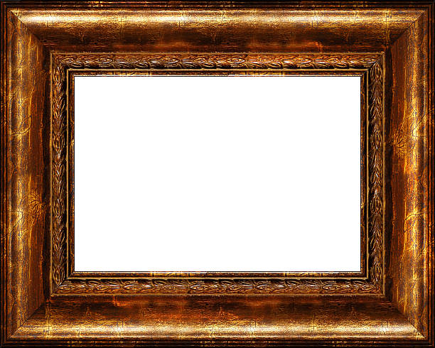 Antique rustic dark golden picture frame isolated  thick photos stock pictures, royalty-free photos & images
