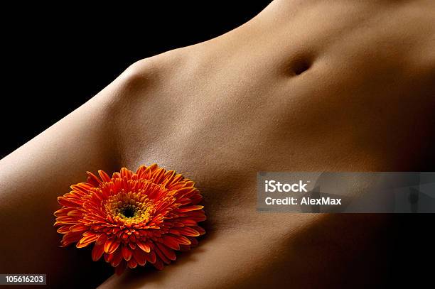 Cuerpo Desnudo Mujer Joven Con La Flor Foto de stock y más banco de imágenes de Abdomen humano - Abdomen humano, Adulto, Adulto joven