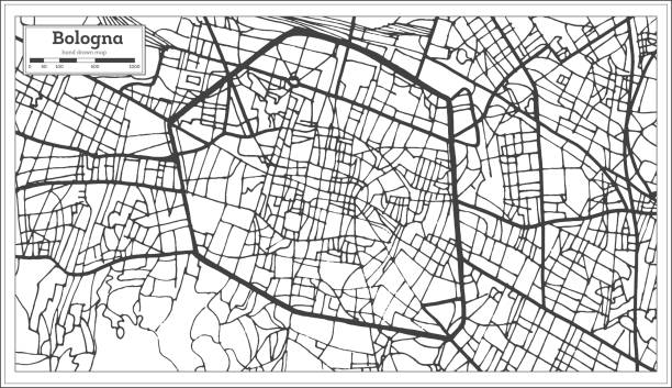 bologna italien stadtplan im retro-stil. der umriß. - bologna stock-grafiken, -clipart, -cartoons und -symbole