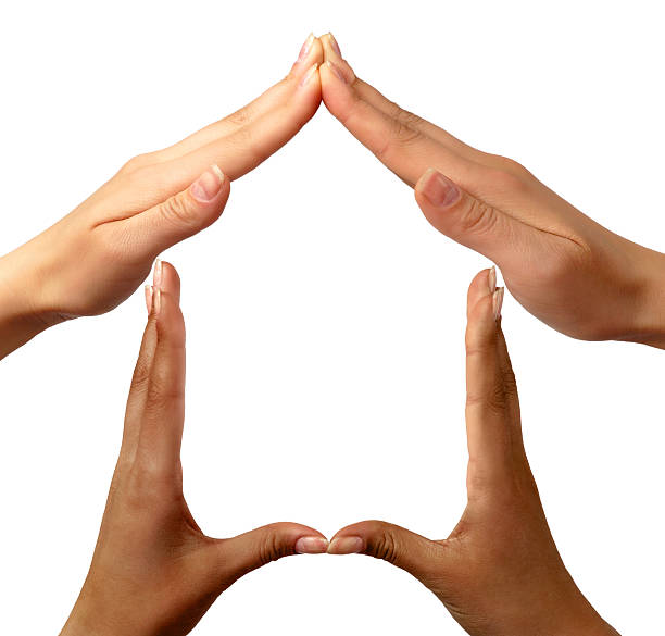 istock Symbol Home with Multiracial Hands 105616734