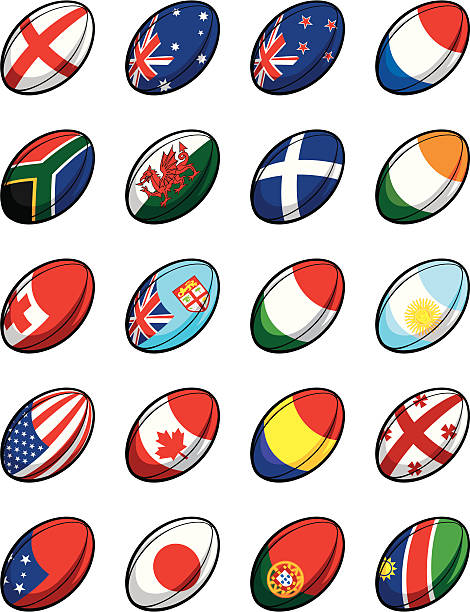 rugby union world cup 2007 팀 공 - welsh flag stock illustrations